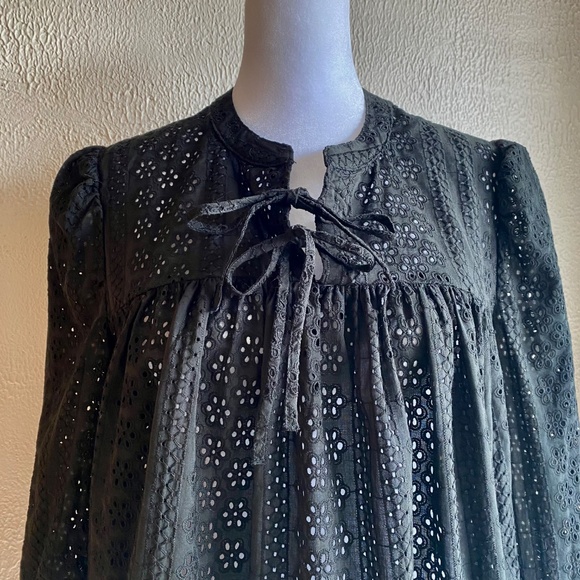 NWT Madewell black eyelet lace pop over peasant top Size M - Picture 4 of 15